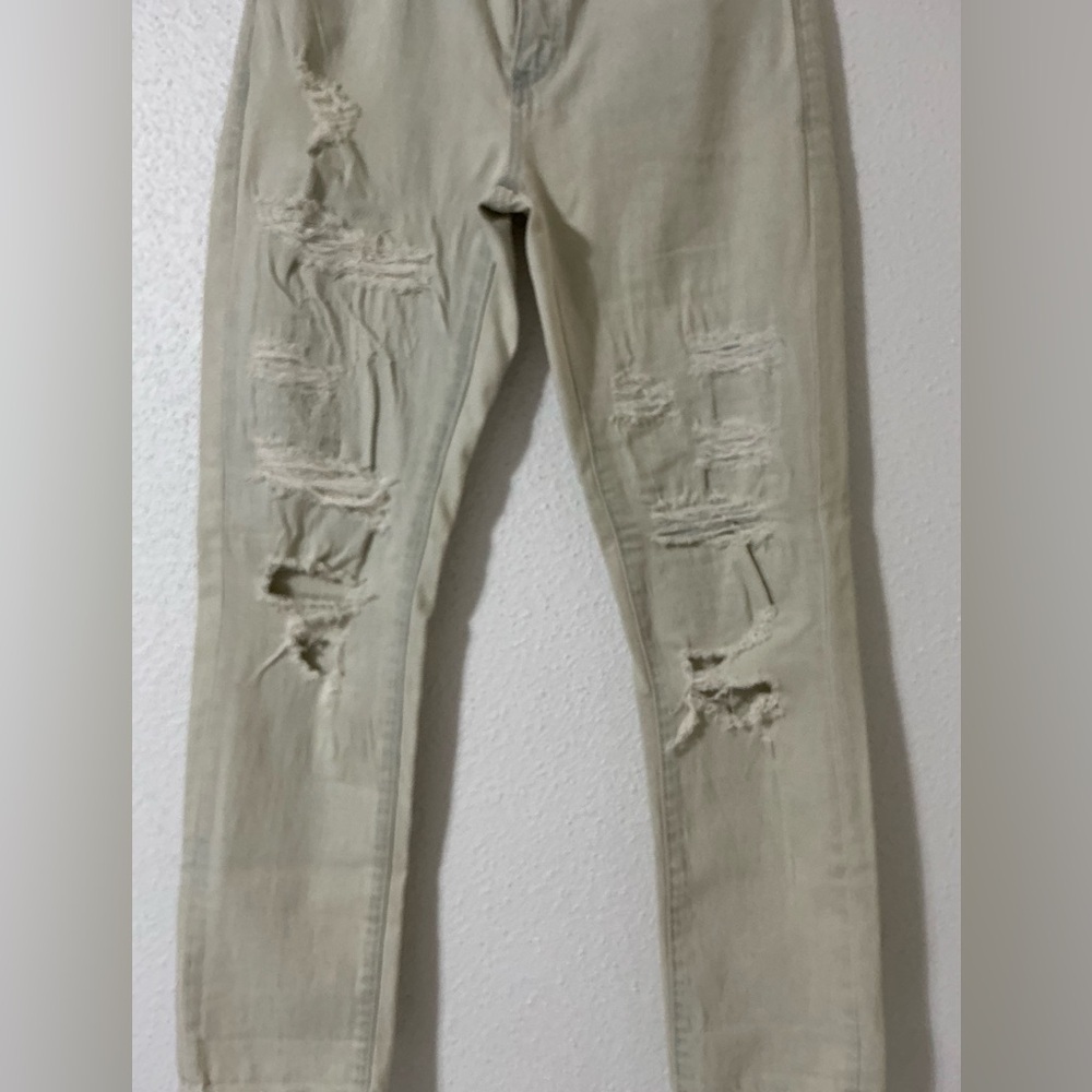 PILCRO Anthropologie Destroyed Mid-Rise Slim Boyfriend Jeans Light Wash Sz 27 - Picture 6 of 15